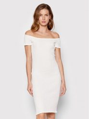 Guess Sukienka dzianinowa W2YK54 Z30L1 Écru Slim Fit. Sukienki Guess, l, z aplikacjami, z bawełny, bez kołnierzyka, bez ramiączek. Za 439.99 zł.