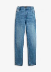 Jeansy ciążowe mom, 2 w 1, na okres ciązy i po nim, długość do kostki. Niebieskie jeansy bonprix, bez wzorów, z jeansu. Za 149.99 zł.