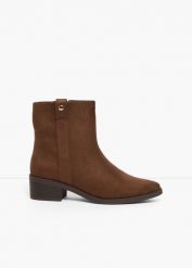 Botki. Brązowe botki bonprix, bez wzorów, bez obcasa, bez zapięcia. Za 159.99 zł.