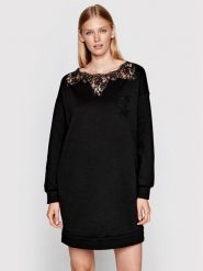 Ermanno Firenze Sukienka dzianinowa Q016ED4 Czarny Relaxed Fit. Czarne sukienki Ermanno Firenze, bez wzorów, z bawełny, bez kołnierzyka, bez ramiączek. Za 1,549.00 zł.