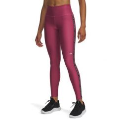 Legginsy fitness damskie z wysokim stanem Tape. Czarne legginsy sportowe Under Armour, l, bez wzorów, z elastanu, z obniżonym stanem, na fitness i siłownię. Za 279.68 zł.