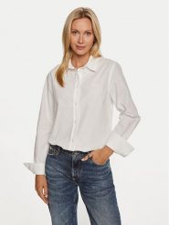 Guess Jeans Koszula W4YH68 WGCF1 Biały Regular Fit. Białe koszule Guess Jeans, xs, z aplikacjami, z bawełny, bez kołnierzyka, bez ramiączek. Za 192.24 zł.