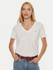 Tommy Hilfiger T-Shirt WW0WW44177 Biały Regular Fit. Białe t-shirty Tommy Hilfiger, xxs, bez wzorów, z bawełny, bez kołnierzyka, bez ramiączek. Za 129.99 zł.
