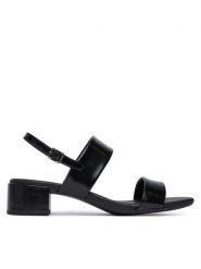 ECCO Sandały Liva 25030304001 Czarny. Czarne sandały ECCO, bez wzorów, z lakierowanej skóry, bez obcasa, na słupku, bez zapięcia. Za 569.99 zł.