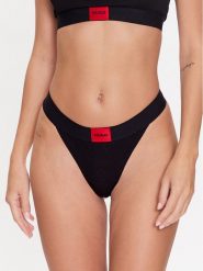 Hugo Stringi 50492326 Czarny. Czarne stringi Hugo, bez wzorów, z bawełny. Za 59.99 zł.