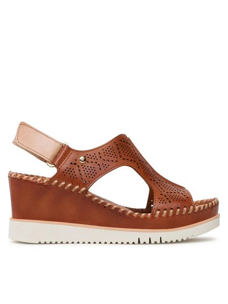 Pikolinos Sandały W3Z-1775C1 Brązowy. Brązowe sandały Pikolinos, bez wzorów, ze skóry, bez obcasa, na koturnie, bez zapięcia. Za 349.99 zł.