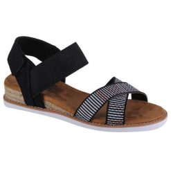 Sandały damskie, Skechers Desert Kiss Hi - Tea Time. Czarne sandały Skechers, bez wzorów, sportowe, bez obcasa, bez zapięcia. Za 289.99 zł.