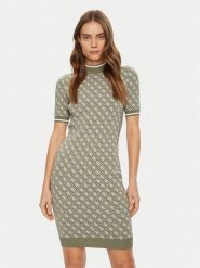 Guess Sukienka dzianinowa W3YK39 Z37K0 Zielony Regular Fit. Zielone sukienki Guess, m, z aplikacjami, z dzianiny, bez kołnierzyka, bez ramiączek. Za 399.99 zł.
