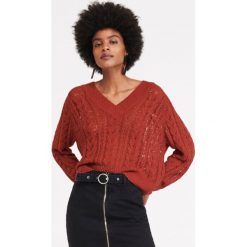 Sweter z warkoczowym splotem - Brązowy. Brązowe swetry Reserved, l, bez wzorów, ze splotem, bez ramiączek. Za 89.99 zł.