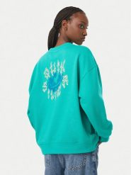Quiksilver Bluza Standard Crew EQWFT03188 Turkusowy Regular Fit. Niebieskie bluzy Quiksilver, xs, bez wzorów, z bawełny, bez ramiączek, bez kaptura. Za 259.99 zł.