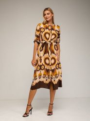 Tantra Sukienka w kolorze beżowo-jasnobrązowym rozmiar: L. Brązowe sukienki Tantra, na co dzień, l, bez wzorów, z tkaniny, bez kołnierzyka, bez ramiączek, midi, proste. Za 208.99 zł.