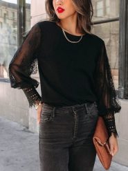 Milan Kiss Bluzka w kolorze czarnym rozmiar: XL. Czarne bluzki Milan Kiss, xl, bez wzorów, z koronki, bez kołnierzyka, bez ramiączek. Za 126.99 zł.