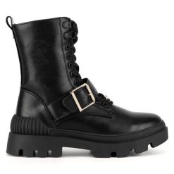 Botki Beverly Hills Polo Club. Czarne botki Beverly Hills Polo Club, bez wzorów, bez obcasa, na płaskiej podeszwie, bez zapięcia. Za 249.99 zł.