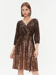DKNY Sukienka codzienna DD3HR967 Brązowy Regular Fit. Brązowe sukienki DKNY, na co dzień, bez wzorów, z syntetyku, bez kołnierzyka, bez ramiączek, proste. Za 549.99 zł.