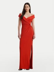 LAUREN RALPH LAUREN Sukienka wieczorowa 253863940024 Pomarańczowy Slim Fit. Brązowe sukienki Lauren Ralph Lauren, bez wzorów, z syntetyku, wizytowe, bez kołnierzyka, bez ramiączek. Za 759.99 zł.