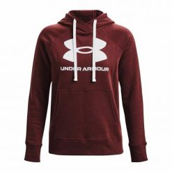 Bluza z kapturem Damska Rival Fleece. Brązowe bluzy Under Armour, s, bez wzorów, sportowe, bez ramiączek, z kapturem. Za 325.00 zł.