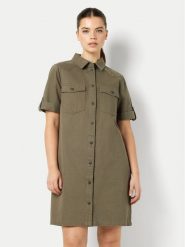 Noisy May Sukienka jeansowa New Signe 27030173 Khaki Loose Fit. Brązowe sukienki Noisy May, s, bez wzorów, z bawełny, bez kołnierzyka, bez ramiączek. Za 119.99 zł.