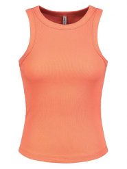 Sublevel Top w kolorze pomarańczowym rozmiar: L. Pomarańczowe topy Sublevel, l, bez wzorów, prążkowane, bez kołnierzyka, bez ramiączek. Za 39.99 zł.