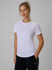 4F T-shirt regular gładki damski - biały XL. Białe t-shirty 4f, uniwersalny, bez wzorów, z bawełny, klasyczne, bez kołnierzyka, bez ramiączek. Za 49.99 zł.