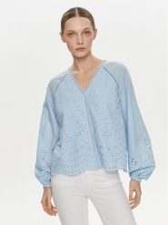 YAS Bluzka Luma 26032810 Błękitny Regular Fit. Niebieskie bluzki YAS, xs, bez wzorów, z bawełny, bez kołnierzyka, bez ramiączek. Za 179.99 zł.