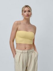 LeGer Top "Juana" w kolorze żółtym rozmiar: 38. Żółte topy LeGer, bez wzorów, bez kołnierzyka, bez ramiączek. Za 100.99 zł.