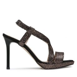 Sandały Karino. Brązowe sandały Karino, bez wzorów, bez obcasa, na szpilce, bez zapięcia. Za 349.99 zł.