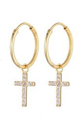 Elli Damskie kolczyki kreole wisiorek krzyż wiara religia ze srebra próby 925 sterling silver Kolczyki koła 1 ct. Szare kolczyki Elli, srebrne. Za 293.99 zł.