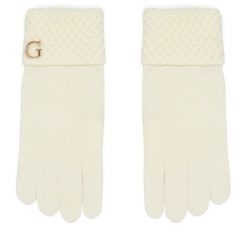 Rękawiczki Guess. Białe rękawiczki Guess, z aplikacjami, z dzianiny. Za 194.99 zł.