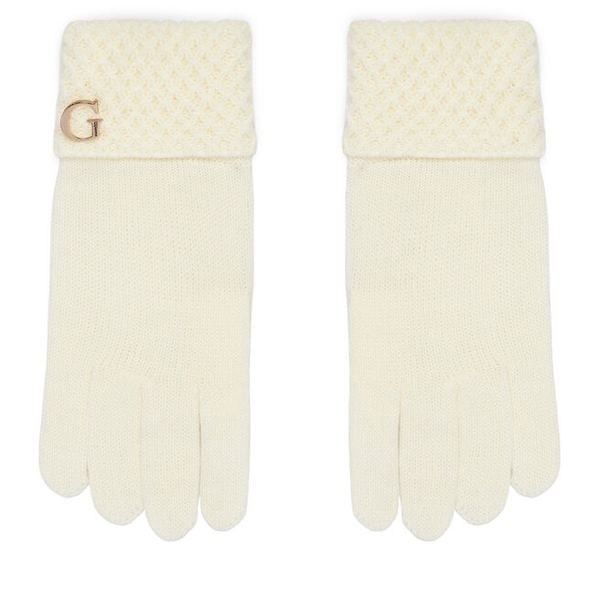 Rękawiczki Guess. Białe rękawiczki Guess, z aplikacjami, z dzianiny. Za 194.99 zł.