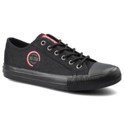 Trampki damskie Big Star, z materiałową cholewką gumowym noskiem wiązaniem na oczka i elastyczną podeszw, czarne, HH274121. Czarne trampki BIG STAR, bez wzorów, z gumy, retro, bez zapięcia. Za 89.99 zł.