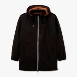 Parka Serge Blanco. Czarne płaszcze SERGE BLANCO, l, bez wzorów, z dresówki, eleganckie, z kapturem. Za 569.50 zł.