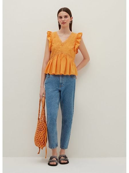 STEFANEL Bluzka w kolorze pomarańczowym rozmiar: 38. Pomarańczowe bluzki Stefanel, bez wzorów, z bawełny, bez kołnierzyka, bez ramiączek. Za 136.45 zł.