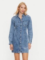 Karl Lagerfeld Jeans Sukienka jeansowa 246J1302 Niebieski Regular Fit. Niebieskie sukienki Karl Lagerfeld Jeans, s, bez wzorów, z bawełny, bez kołnierzyka, bez ramiączek. Za 399.99 zł.