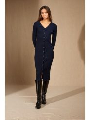 Perfect Cashmere Kaszmirowa sukienka "Maria" w kolorze granatowym rozmiar: L. Niebieskie sukienki Perfect Cashmere, l, bez wzorów, z kaszmiru, bez kołnierzyka, bez ramiączek, midi. Za 695.99 zł.