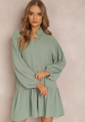Miętowa Sukienka Oromeda. Zielone sukienki Renee, na imprezę, l, bez wzorów, z tkaniny, bez kołnierzyka, bez ramiączek, maxi. W wyprzedaży za 43.99 zł.