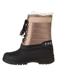 Freyling Botki zimowe w kolorze czarno-beżowym rozmiar: 38. Brązowe botki Freyling, bez wzorów, z materiału, bez obcasa, bez zapięcia. Za 160.96 zł.