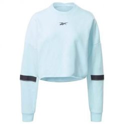 Bluza sportowa damska Reebok Frotte Studio. Niebieskie bluzy bez kaptura Reebok, l, bez wzorów, bez kaptura. Za 253.00 zł.