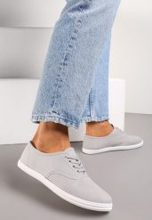 Szare Klasyczne Sznurowane Tenisówki na Płaskiej Podeszwie Efona. Szare trampki Renee, bez wzorów, klasyczne, bez zapięcia. W wyprzedaży za 31.99 zł.