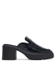 Calvin Klein Klapki Block Heel Mule Lth Hdw HW0HW03175 Czarny. Czarne klapki Calvin Klein, bez wzorów, ze skóry, bez obcasa, bez zapięcia. Za 649.99 zł.