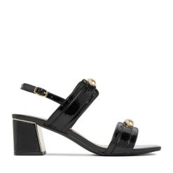 Sandały Lasocki. Czarne sandały Lasocki, bez wzorów, bez obcasa, na słupku, bez zapięcia. Za 229.99 zł.