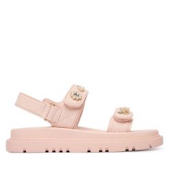 Sandały Aldo. Czerwone sandały Aldo, bez wzorów, bez obcasa, na płaskiej podeszwie, bez zapięcia. Za 459.99 zł.