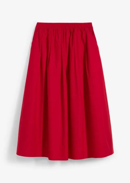 Spódnica midi z czystej bawełny. Białe spódnice bonprix, bez wzorów, z bawełny, midi. Za 127.99 zł.