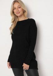 Czarny Sweter z Wiskozą i Bawełną Ozdobiony Tłoczeniem Vianira. Czarne swetry Born2be, l, z aplikacjami, z bawełny, eleganckie, bez ramiączek. W wyprzedaży za 84.99 zł.