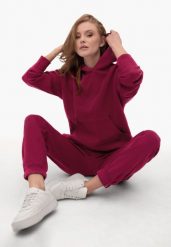 Bluza oversize B-LOVE. Czerwone bluzy Volcano, l, bez wzorów, z bawełny, bez ramiączek, z kapturem. Za 179.99 zł.