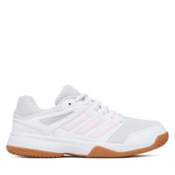 Buty halowe adidas. Białe buty treningowe adidas, bez wzorów, bez zapięcia. Za 239.99 zł.