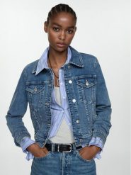 Mango Kurtka jeansowa Vicky 77050276 Niebieski Regular Fit. Niebieskie kurtki Mango, s, bez wzorów, z bawełny, bez kaptura. Za 89.99 zł.