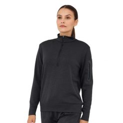 Bluza damska wełniana z krótkim ekspresem Brubeck OUTDOOR MERINO. Szare bluzy Brubeck, m, bez wzorów, z elastanu, eleganckie, bez ramiączek, bez kaptura. Za 299.00 zł.