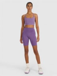 4F Legginsy kolarki treningowe damskie - fioletowe XS. Fioletowe legginsy 4f, s, bez wzorów, z dzianiny, z podwyższonym stanem, na fitness i siłownię. W wyprzedaży za 89.99 zł.