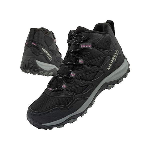 Buty trekkingowe Merrell West Rim Sport Thermo Mid WP czarne. Czarne buty trekkingowe Merrell, bez wzorów, ze skóry, bez zapięcia, trekkingowe. Za 446.40 zł.