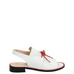 BIAŁE SANDAŁY 0441379 WHITE. Białe sandały Venezia, bez wzorów, ze skóry, bez obcasa, na koturnie, bez zapięcia. Za 199.00 zł.